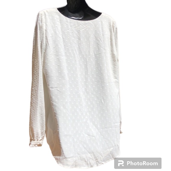 LOFT | clip dot v-neck peasant style blouse in whisper white, medium (maternity) - Picture 7 of 13